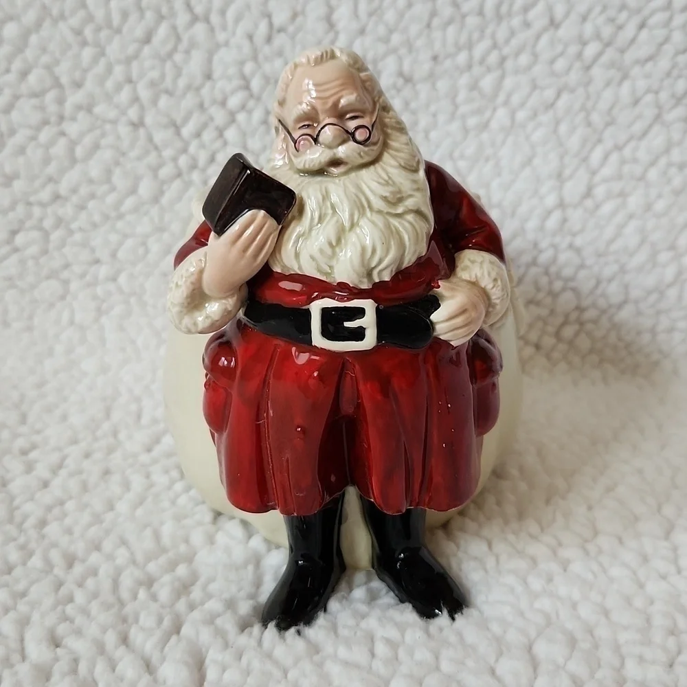 Vintage Gibson Greeting cards, ceramic Santa candy/ candle dish